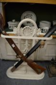 A Victorian white painted cast iron stick stand (faults).