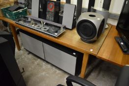 An oak extending dining table.