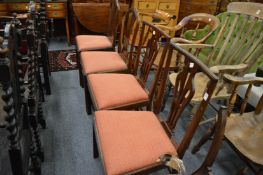 A pair of Georgian style mahogany dining chairs with drop-in seats together with two hump back
