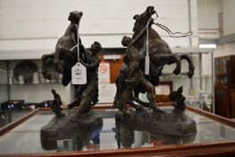 A pair of spelter 'Marley Horses'.