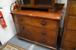 A 19th century mahogany three drawer chest with gallery back.