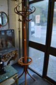 A bentwood hat and coat stand.