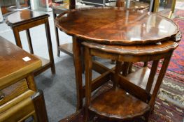 A walnut nest of tables.