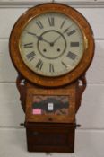 A 19th century inlaid walnut drop dial wall clock.