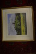 David Vine, Corfe Castle, watercolour together with a book of the artists work.