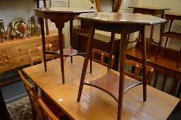 Two Edwardian mahogany octagonal shaped occasional tables.