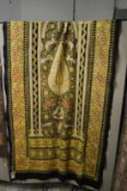 An Eastern metal thread woven tapestry wall hanging depicting tigers and exotic birds etc., 255cm