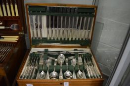 Plated canteen of cutlery.