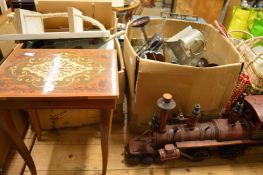 Household and decorative items to include a model train, candle lanterns etc.