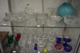 A quantity of glassware to include dishes, vases, wine glasses etc.
