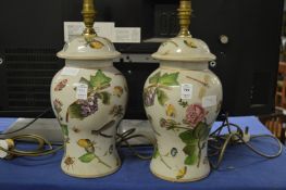A pair pottery table lamps.