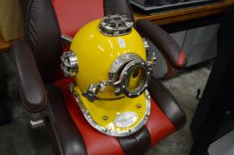 A reproduction divers helmet.