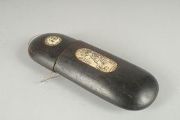 A CHINESE BONE INLAID GLASSES CASE.