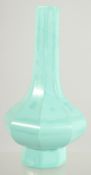 A FINE TURQUOISE PEKING GLASS OCTAGONAL VASE, 19cm high.