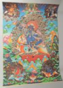 A LARGE TIBETAN THANGKA ON PAPER.