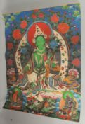 A LARGE TIBETAN THANGKA ON PAPER.