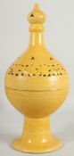A CHINESE MING STYLE YELLOW GLAZE PORCELAIN INCENSE BURNER, with incised foliate decoration, the