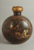 AN INDIAN PAINTED METAL VESSEL, 31cm high.