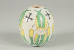 A TURKISH OTTOMAN ARMENIAN POTTERY HANGING BALL, 8cm.