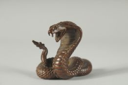 A JAPANESE BRONZE OKIMONO OF A SNAKE.