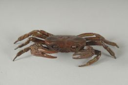 A JAPANESE BRONZE OKIMONO OF A CRAB.