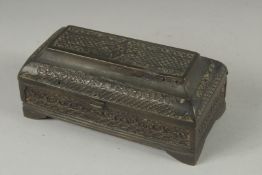 AN EARLY BRONZE CASKET. 6.5ins long.