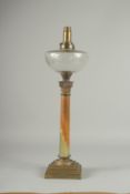 A GOOD ONYX CORINTHIAN COLUMN LAMP. 23ins high.