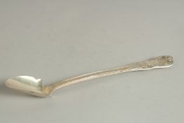 A GEORGE III SILVER CHEESE SCOOP 
