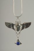 A SILVER SCARAB NECKLACE.