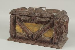 A GOOD TRAMP ART BOX. 12ins wide.