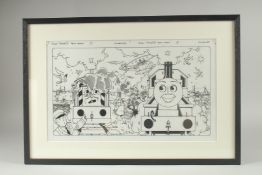TIM MARWOOD (1954 - 2008) THOMAS THE TANK ENGINE, ARTFUL ARTHUR, Signed. 9ins x 16ins