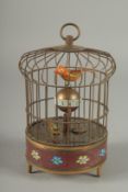 A BIRD CAGE CLOCK, 7.5ins high.