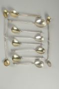A COLLECTION OF TWELVE VARIOUS RUSSIAN SILVER SPOONS. 179grms.