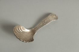 A GEORGE III SILVER SHELL BOWL CADDY SPOON London 1816.
