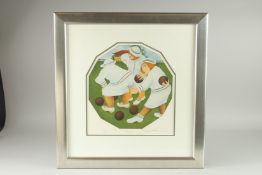 A LARGE BERYL COOK SIGNED, LIMITED EDITION SILKSCREEN PRINT. No. 95/395, framed and glazed