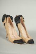 A PAIR OF MIU MIU HESSIAN SHOES. Size UK 35, boxed.