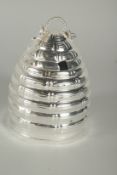A SILVER PLATED BEE HONEY POT. 4.5ins high.