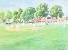 Marilyn Ewens, a village cricket match, watercolour, signed and dated 2003, 15.5