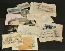 A collection of unframed pencil and ink drawings, various subjects, (q).
