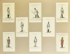 A group of eight late 19th Century hand-coloured engravings of Kaiser's infantry, each around 6