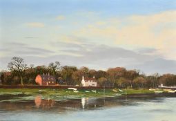 S. J. Andrews, Evening Pin Mill, Suffolk, oil on board, signed and dated 1980, 20