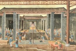 A collection of four 19th Century Chinese watercolour of pith paper paintings of tea related