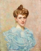 J. Chaubert, French School, Circa 1902, a bust length portrait of a lady, oil on canvas, signed,