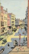 Truda Hope (20th Century), 'Newman Street' gouache, signed and inscribed, 9
