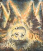 Chema Cobo (1952-2023) Spanish, a surreal head study, pastel on paper, signed and dated 1985, 37.