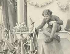 Percy Tarrant (1855-1934), 'An Irish Fairytale', oil on board, en grisaille, 5