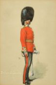 A study of an Irish Guards officer, watercolour, 5.25
