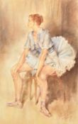 F. Matania, 20th Century, a resting elegant ballerina, pastel, signed, 22