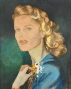 Stanley Davis (20th Century) Possibly New Zealand, a head study of a glamorous woman, watercolour