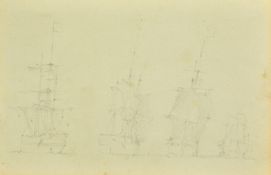 Manner of Van de Velde, a pencil sketch of shipping, 7